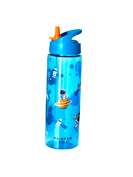Raindew Kids  Astronaut Water Bottle. Flip-up Spout/Straw Mechanism and an Integrated Carrying Loop.