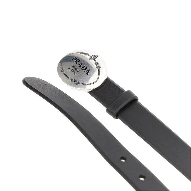 PRADA Leather belt with logo buckle