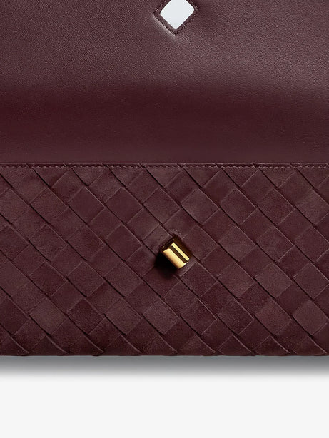 Bottega Veneta Andiamo Suede Clutch with Intrecciato pattern - Deep Mahogany-M B