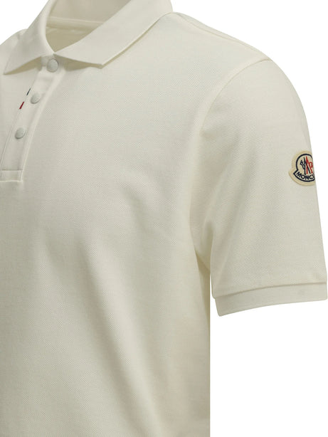Moncler Button-down polo shirt with logo - White