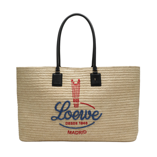 Verano XL Crochet Raffia Tote - White/Multicolor