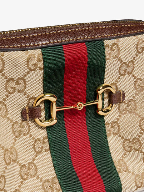 Gucci Camera bag GG fabric crossbody bag with metal Horsebit - Beige
