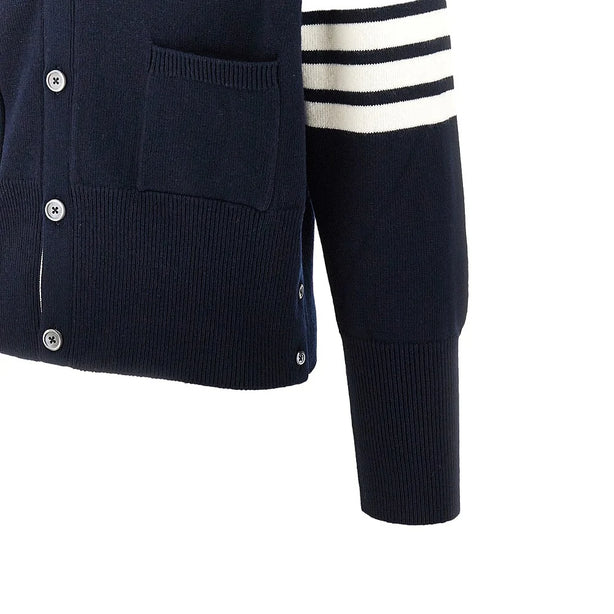 THOM BROWNE Wool cardigan with horse inlay