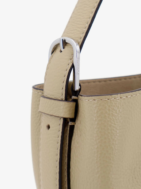 Toteme Petite Belted leather handbag with logo lettering print - Cashew