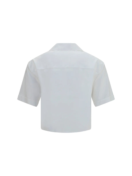 Versace Cropped cotton poplin Shirt - Optical White