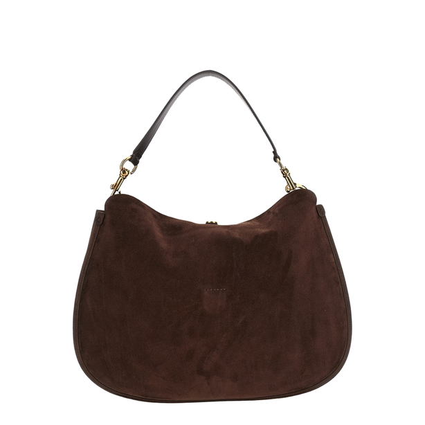Maxi Suede Shoulder Bag - Brown