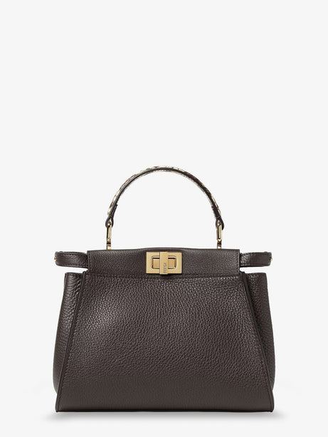Fendi Peekaboo Mini hammered leather handbag - Ebanoroccia