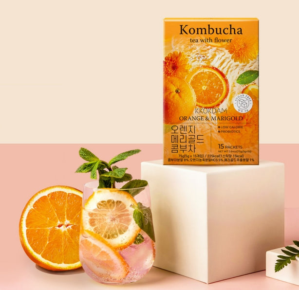 [KKOKDAM] Flower Kombucha Powder Tea 75g 15Packs _ Orange & Marigold [International Shipping]