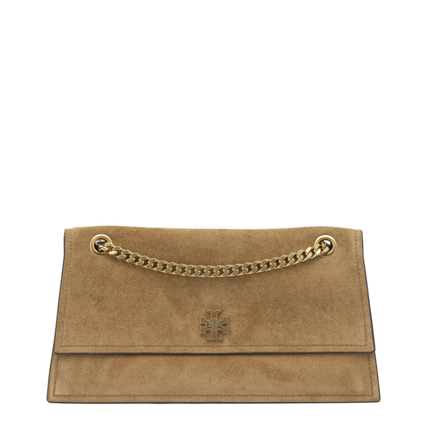 Kira Turnlock Suede Shoulder Bag - Toffee