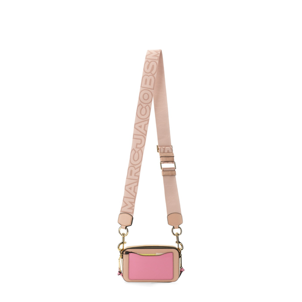 The Snapshot Calf Leather Crossbody - Taupe/Pink/Off-White