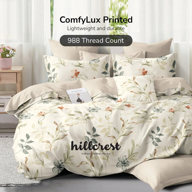 Hillcrest I 988TC ComfyLux I Printed Bedding Collection I Fitted Sheet Set I Summer Blanket