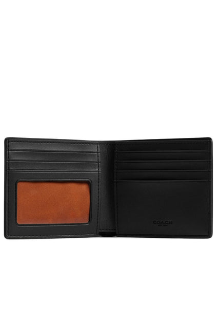 Coach Coach Mens ID Billfold Wallet In Signature Canvas - Tan/Black