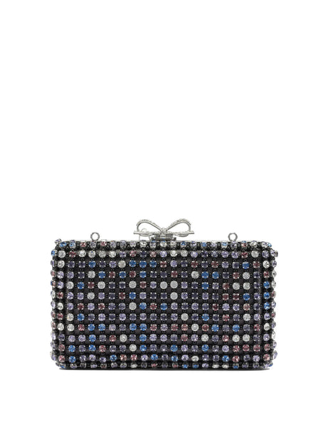 Self-Portrait Multi-crystal knit clutch bag - Black