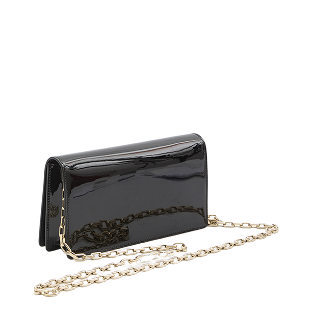 Bettina Patent Calf Leather Clutch - Black