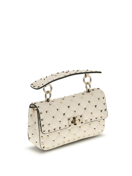 Rockstud Spike Mini Nappa Top Handle Bag - Ivory