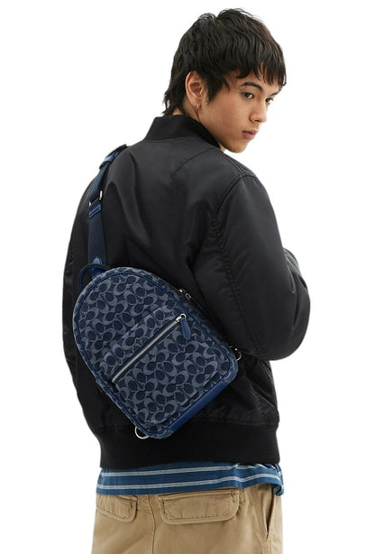 Coach Mens Charter Pack In Signature Denim - Deep Blue