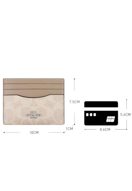 Coach Slim ID Card Case In Signature Canvas - Sand/Taupe