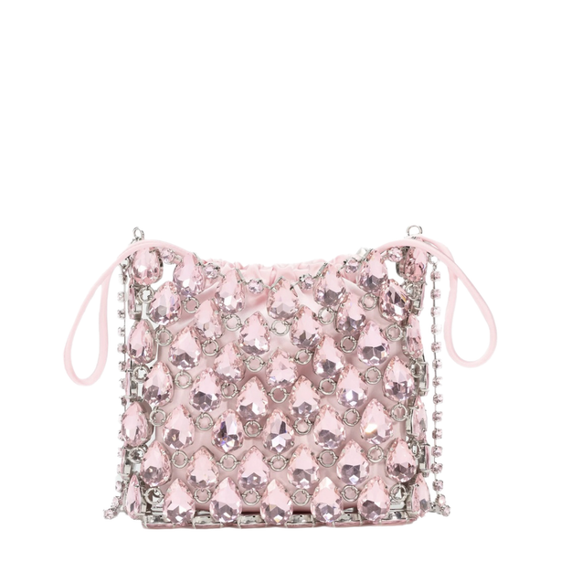 Mini Bag In Metallic Knit With Crystals