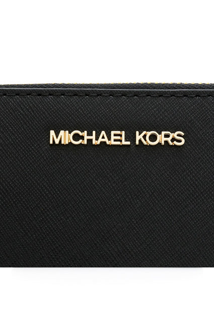 Michael Kors Jet Set Travel Large Saffiano Leather Quarter Zip Wallet - Black