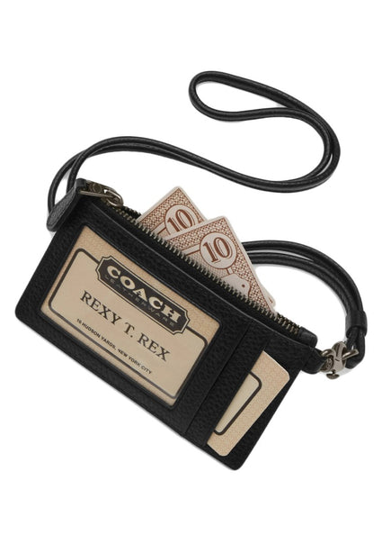 Coach Coach Mens Zip Lanyard Card Case In Signature Canvas - Charcoal/Black