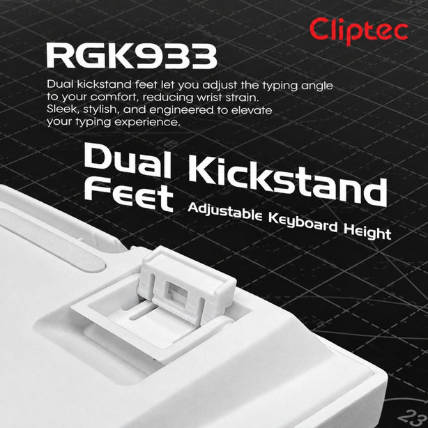 Cliptec RGK933 USB Mechanical Illumination Backlit Office Gaming Keyboard (97 Keys) - White/Blue
