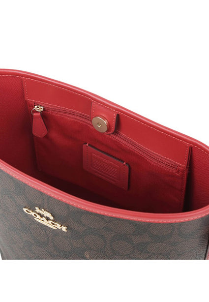 Coach City Bucket Bag In Signature Canvas - Walnut/Red