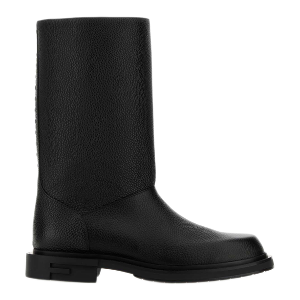 Black Leather Frame Boots