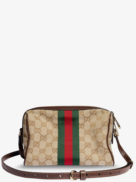 Gucci Camera bag GG fabric crossbody bag with metal Horsebit - Beige