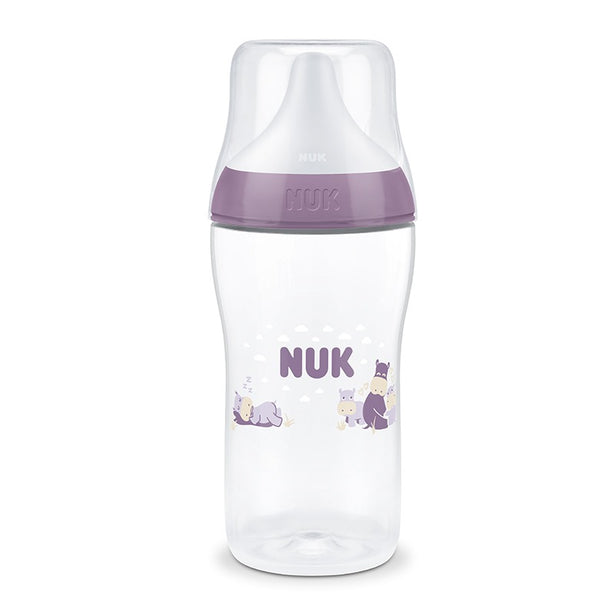 NUK Perfect Match Temperature Control Bottle with Soft Silicone Teat 260ml - Hippo