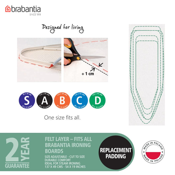 Brabantia Ironing Board Felt Underlay, E, 135 x 49 cm