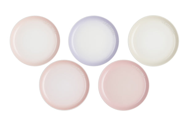Le Creuset Seoul Sphere Plate 17cm, set of 5 Meringue/Milky Pink/Shell Pink/Powder Pink & Powder Purple