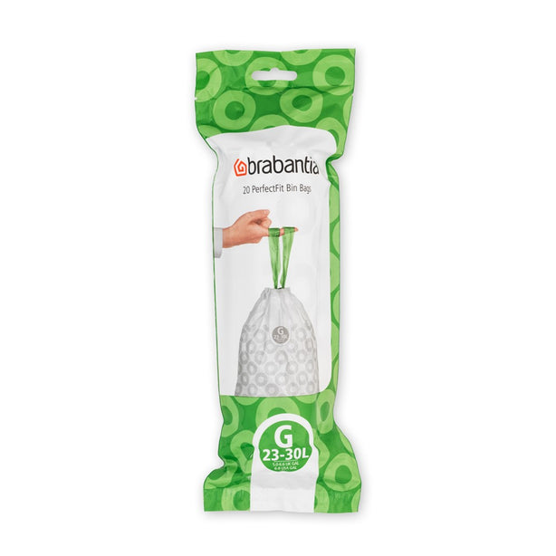 Brabantia PerfectFit Roll Pack Bin Liner Bags, G, 23-30 L x 20 Bags, Roll Pack