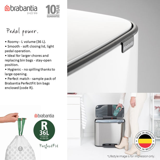 Brabantia Bo Pedal Bin, 1x Inner Bucket, 36 L