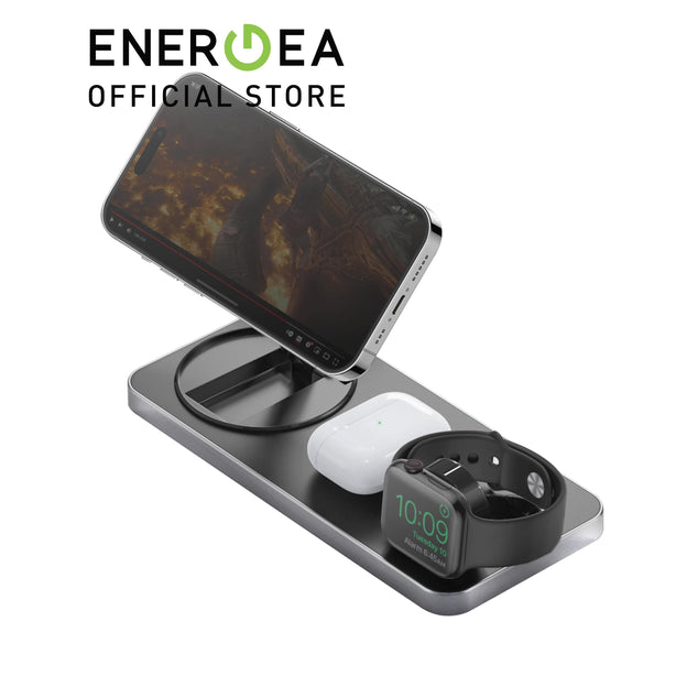 BAZIC by Energea Gomag Station 3 in 1 Foldable Magnetic Fast Wireless Charger with BUILT-IN Apple Watch Charger
