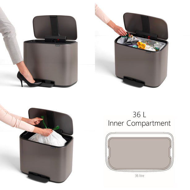 Brabantia Bo Pedal Bin, 1x Inner Bucket, 36 L