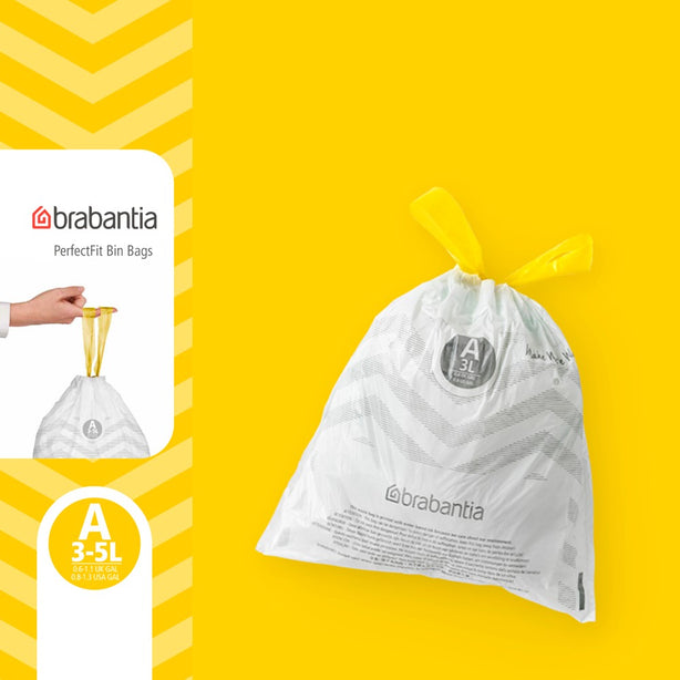 Brabantia PerfectFit Roll Pack Bin Liner Bags, A, 3 L x 20 Bags