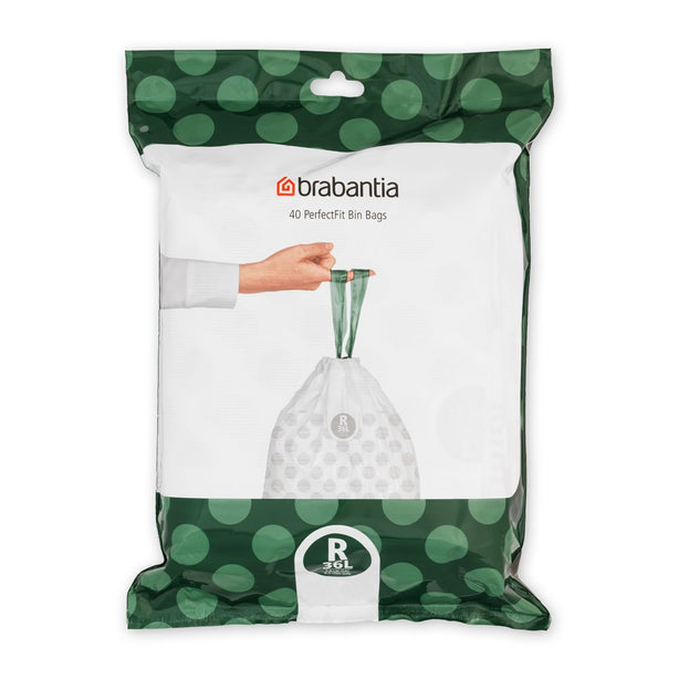 Brabantia PerfectFit Dispenser Pack Bin Liner Bags, R, 36 L x 40 Bags, Dispenser Pack