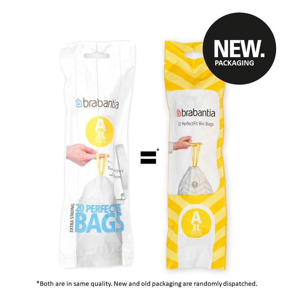 Brabantia PerfectFit Roll Pack Bin Liner Bags, A, 3 L x 20 Bags