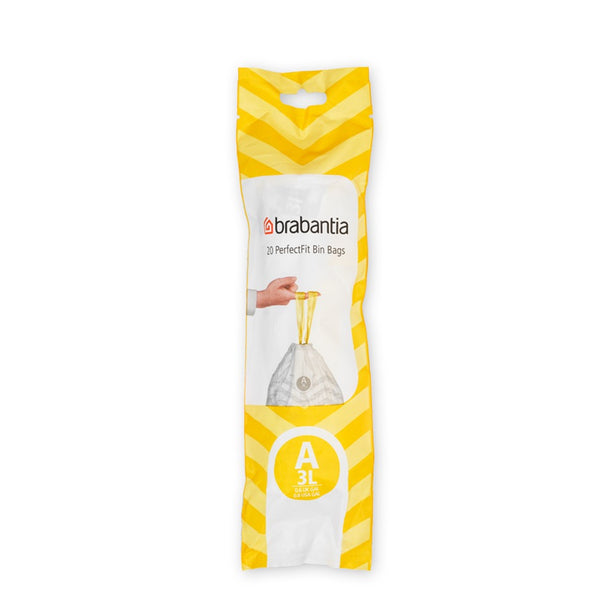 Brabantia PerfectFit Roll Pack Bin Liner Bags, A, 3 L x 20 Bags