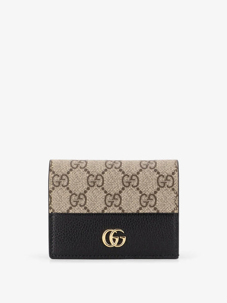 Gucci Mini leather wallet and GG Supreme fabric - Blackbeigeebony