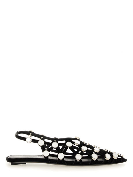 Grid Rhinestone Ballerina Shoes