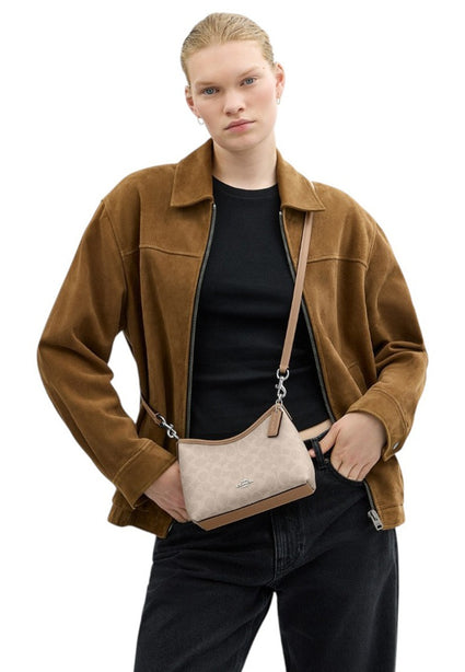 Coach Laurel Small Shoulder Bag In Signature Canvas - Sand/Taupe
