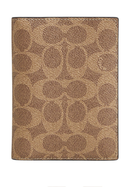 Coach Mens Passport Card Case In Signature Canvas - Tan/Black