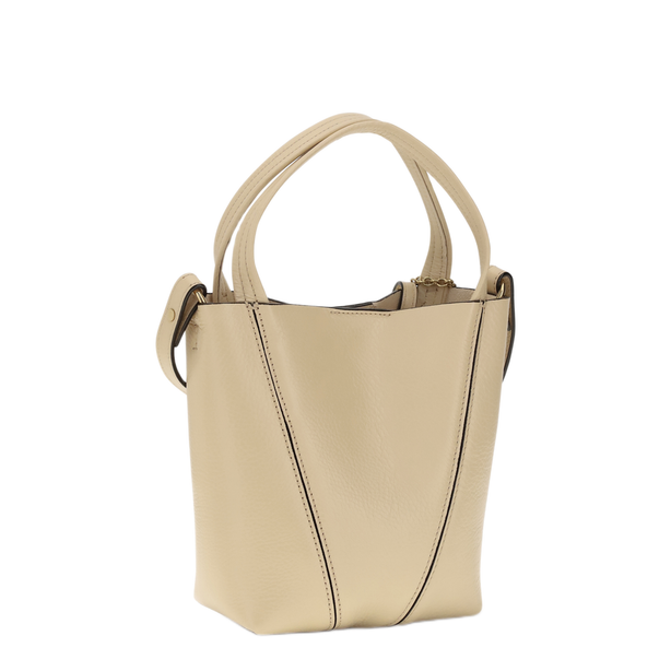 Spin Small Calf Leather Tote - Petal Beige