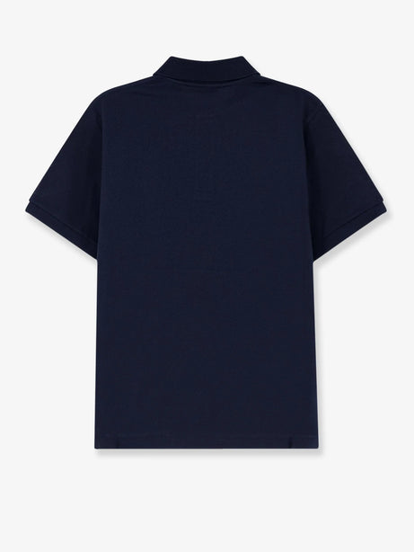Saint Laurent Piqué cotton polo shirt with Cassandre embroidery - Navy