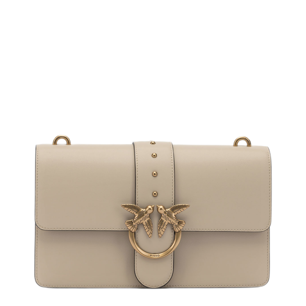 Love Bag One Medium Leather Crossbody - Beige
