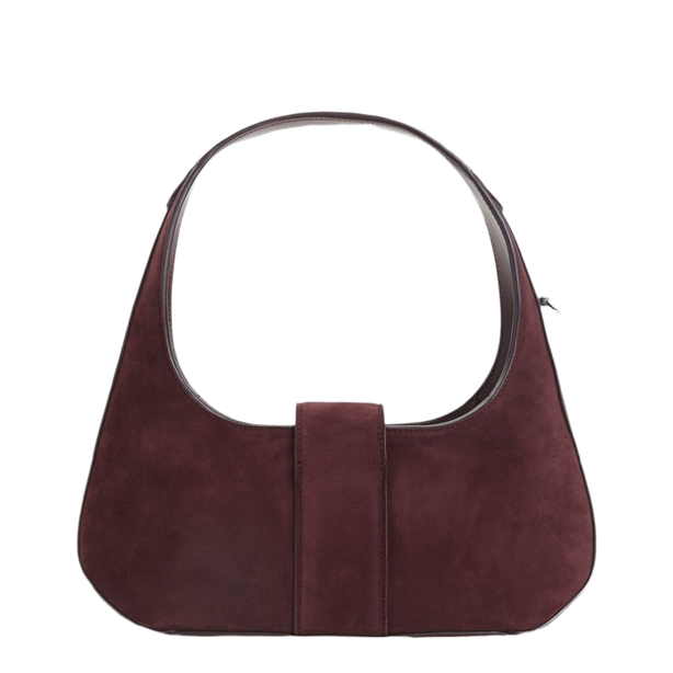 Belle Turtle Mini Suede Leather Hobo Bag - Kraft Bordeaux