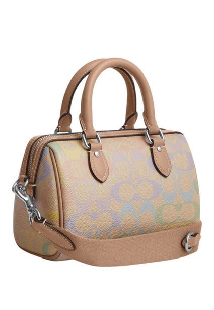 Coach Mini Rowan Crossbody Bag In Rainbow Signature Canvas - Sand/Multi