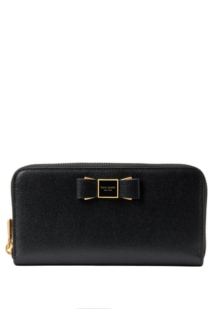 Kate Spade Morgan Bow Embellished Zip Around Continental Wallet - Black