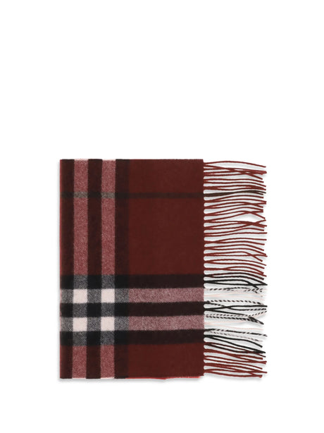 Burberry Cashmere Check Scarf - Oxblood Red